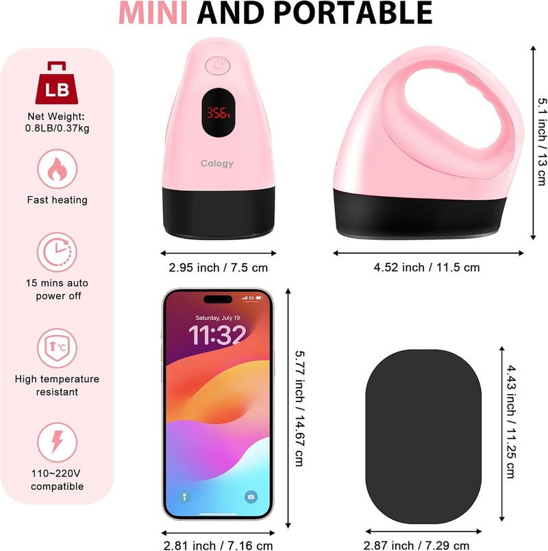 Calogy Mini Heat Press, Heat Transfer Machine, Constant Temp Control, Insulated Safety Base, Fits for Crafts, T-Shirt, Hat, Cap, Pillows (Cherry Pink) - Image 2